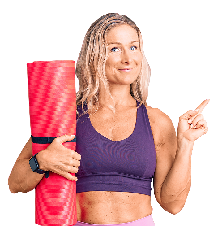 woman with a yoga mat